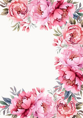 Colorful beautiful floral flower border frame poster background with empty space