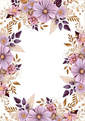 Floral border, greeting card with flowers, can be used as invitation card for wedding, birthday and other holiday and summer background, watercolor peonies