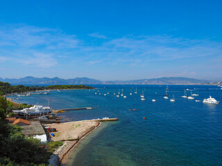 Obraz premium Image of Cannes and surrounding area taken from isle Sainte-Marguerite.