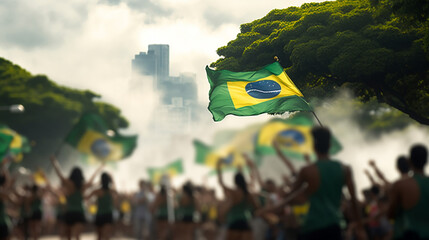 country flag with people on the Bandeiras do brasil, 7 de setembro background