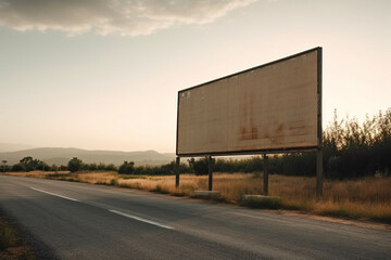 Blank Billboard on Roadside, Perfect for Generative AI Advertising