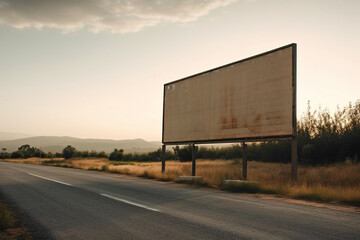 Obraz premium Blank Billboard on Roadside, Perfect for Generative AI Advertising