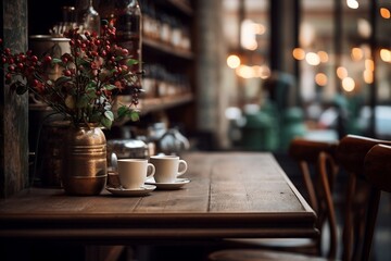 Naklejka na ściany i meble Captivating Coffee Shop Photo. Generative AI