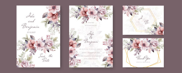 Beautiful Floral frame Wedding Invitation Card Template