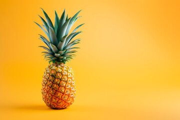 Ripe sweet pineapple on a bright background. Minimalism. Close-up.