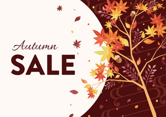 秋の紅葉のセール背景フレーム