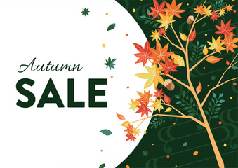 秋の紅葉のセール背景フレーム