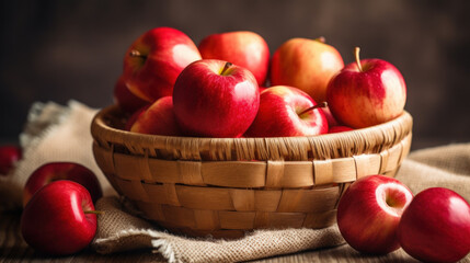 Fototapeta na wymiar red apples on basket