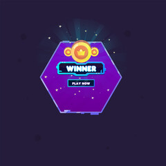 Game UI GUI Hud Futuristic Sci Fi Hexagon Pop Up Window Reward Page Winner Coins Blue Purple Vector Design