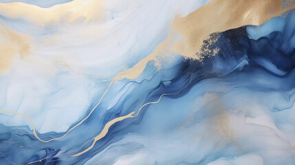 Fototapeta premium Luxury wallpaper. Blue marble and gold abstract background texture, Watercolor abstract background, 3D painted artificial marbled surface, Generated AI.