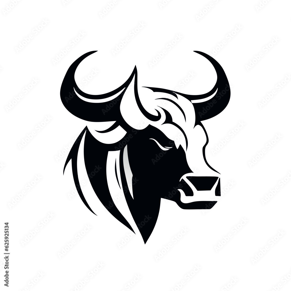 Wall mural bull head isolated on white