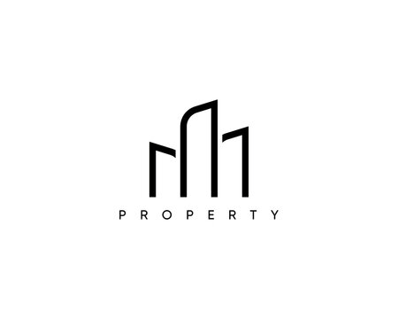 Real estate logo design concept. Building logo. Modern apartment, palace, architecture, construction, skyscrapers, cityscape, residence, property logo design template.