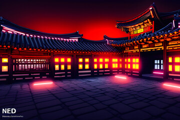 Obraz premium Jeonju Hanok Village Generative AI