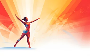 Rolgordijnen Olympic gymnastic sport illustration. Colorful digital artwork paiting. generative ai © alexandre