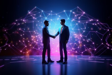 Businessmen making handshake with partner