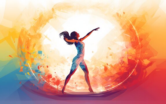 Olympic gymnastic sport illustration. Colorful digital artwork paiting. generative ai