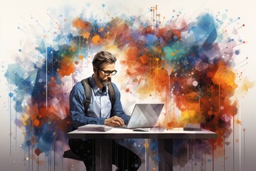 Data Scientist at Work Create an image of a data scientist working at a computer