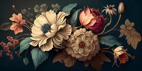 Gordijnen Painted flower composition, in pastel colors. Generative AI © Tatiana