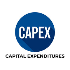 Capex Capital expenditures business money finance work growth icon label design vector