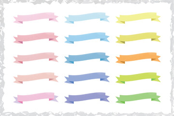 Obraz premium かわいい水彩の手書き風リボンセット Hand drawn style cute watercolor vector ribbon set