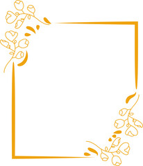 Moldura retangular com traços e flores amarela