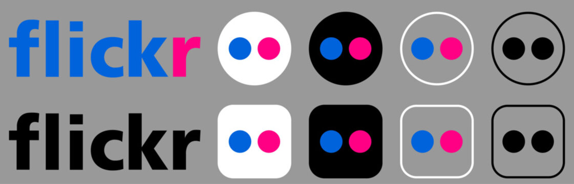 Set of Flickr logos. Social media app. Design can use for web and mobile app. Vector illustration