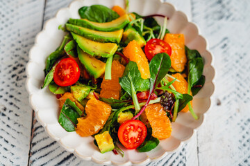 Mixed Salad with Fruit and Avocado