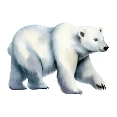 Foto op Canvas watercolor polar bear. Illustration isolated on white background for design,print or background Generative AI © A.M