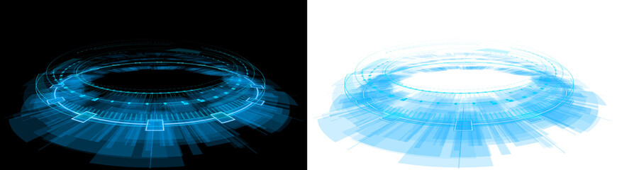 Fototapeta holographic hud circle blue glow 3d illustration transparent background obraz