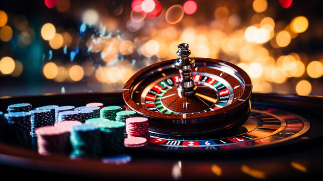 high contrast image of casino roulette in motion Generative AI