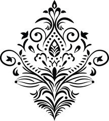 Vintage damask baroque ornament with floral retro antique style. Acanthus pattern foliage swirl design element wedding decoration. Isolated element.