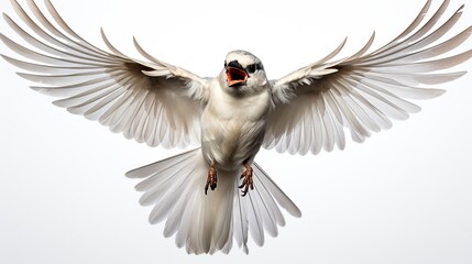 Obraz premium bird tit flying wide spread wings and flushing feathers AI generated image