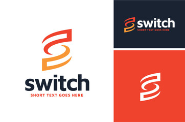 Initial Letter S for Synchronize Spin Swirl Switch Swap with Vortex Spiral Tornado Twister Hurricane logo design