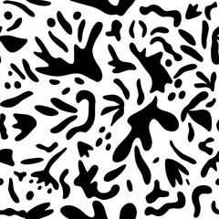 Hand drawn minimal abstract shapes pattern. Monohrome background design template