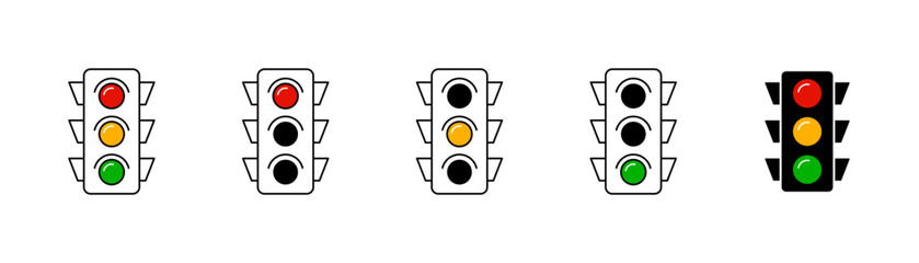 Traffic light icon set. Stoplight sign. Traffic control icon collection. EPS 10
 - obrazy, fototapety, plakaty