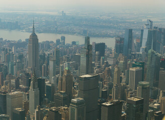 Fototapeta na wymiar Helicopter flight over New York