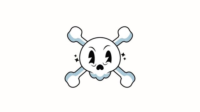 skull kawaii style character animation