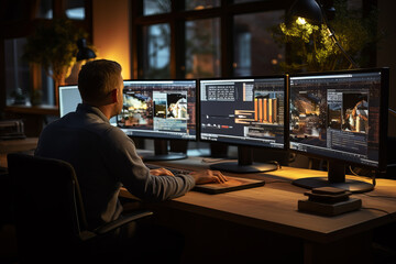 UIUX Designer Working At A Sleek Workstation, Generative AI