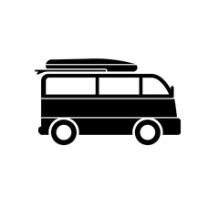 Vacation Icon with Van. Beach Holiday, Picnic. Recreation Symbol - Vector.    
