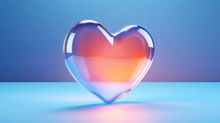 Glass heart icon 3d rendered illustration diamond