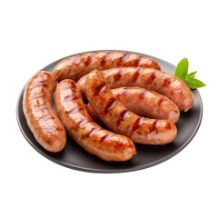 Grilled german bratwurst sausages, transparent background