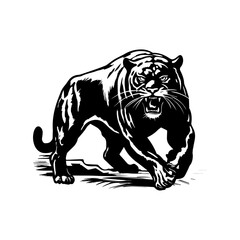 Angry tiger vector illustration, isolated on white background.