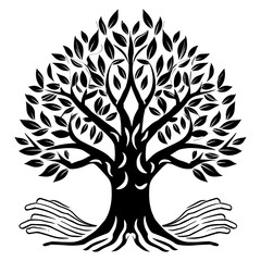 Yggdrasil tree, vector isolated on white background, tree of life, vector illustration.