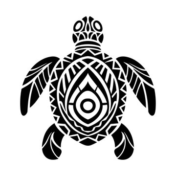 Vector black silhouette of a turtle isolated on a white background, turtle, vector illustration.