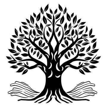 recommend clip art: Yggdrasil tree, vector isolated on white background, tree of life, vector illustration.
