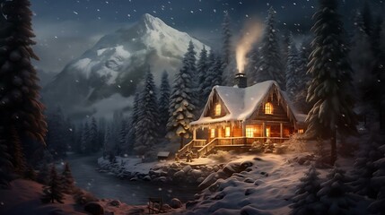 a house in the snow