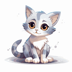 Obraz premium cat cartoon clipart vector white background