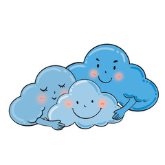 Cloudy family cartoon illustraion with transparent backgound. Quality 300 Dpi.