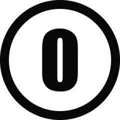 Number 0 icon circle vector isolated on white background . Number zero icon