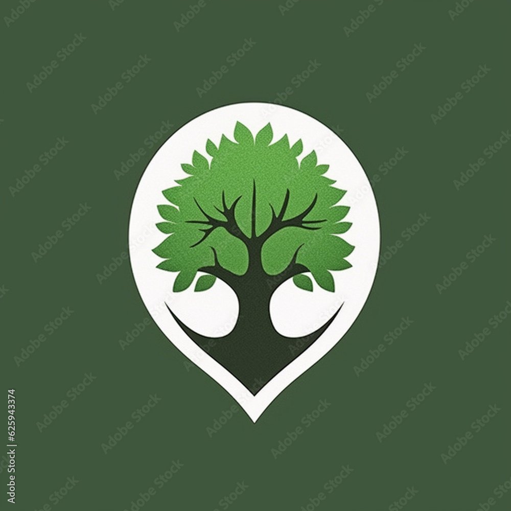 Sticker illustration of a tree